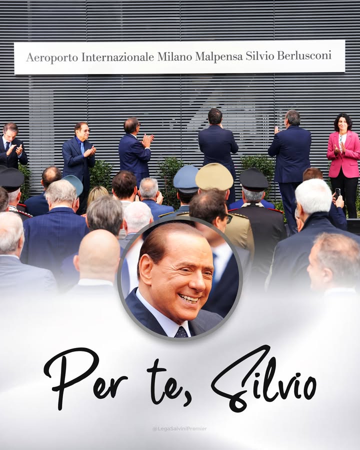 LegaSalvini's tweet photo. Da oggi l'aeroporto di Malpensa è ufficialmente intitolato a Silvio Berlusconi.
Per te, Silvio. https://t.co/ANtzcDWELT