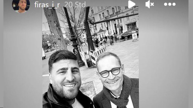 derJamesJackson's tweet photo. One of the Remmo family - associated with organised crime but never convicted - just posted a picture with SPD former mayor Michael Mueller, who has argued against coalition with Die Linke due to connections with … the Remmos https://t.co/9VD27PnGmP