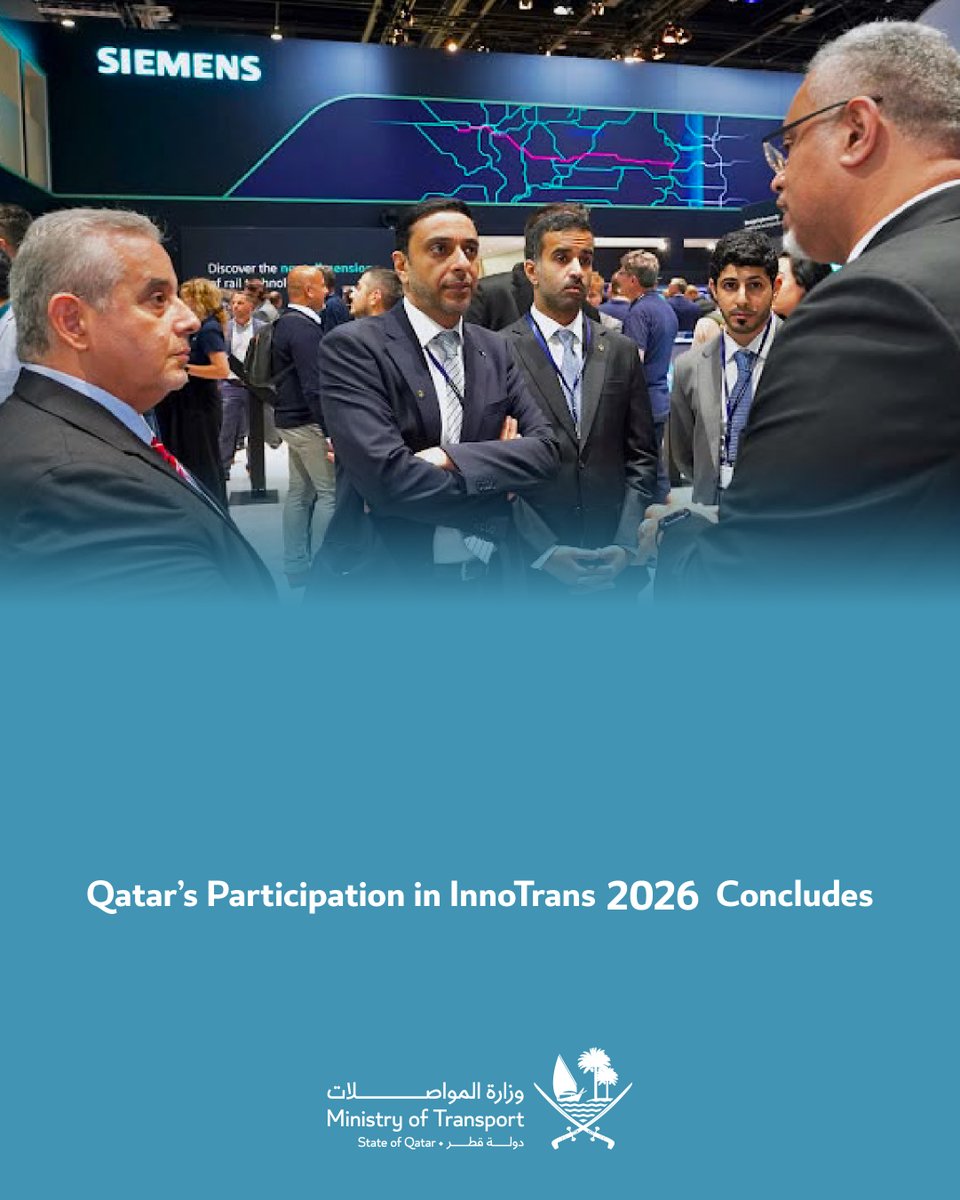 MOTQatar's tweet photo. Qatar’s Participation in InnoTrans 2026 Concludes 

🔗 https://t.co/Xi33ZKboYL

#InnoTrans2026
#InnoTrans
#MOTQatar #Qatar https://t.co/D92AkawfsB