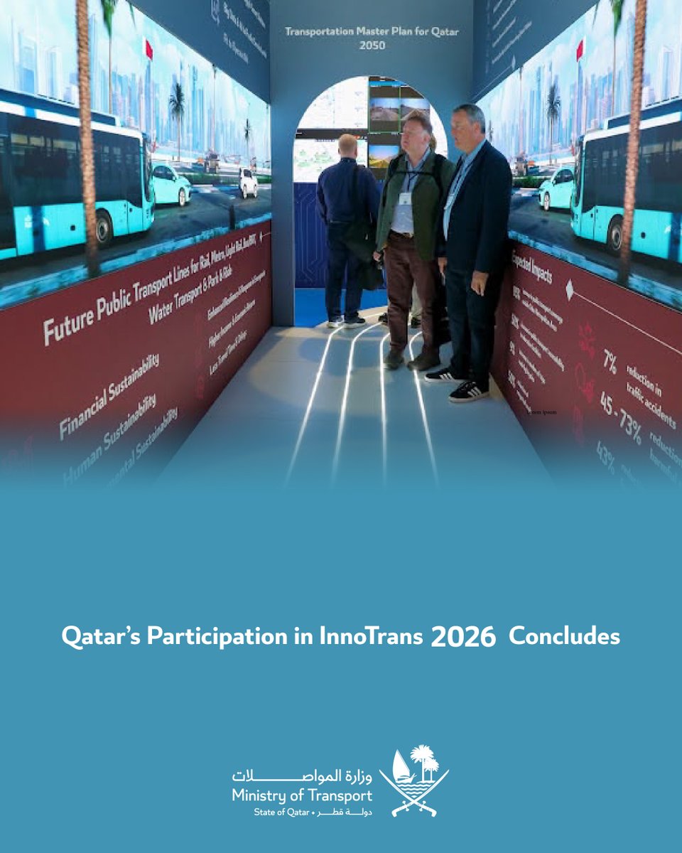 MOTQatar's tweet photo. Qatar’s booth at the 4-day fair showcased some of Qatar’s key projects, strategies and initiatives in smart and sustainable transportation, including the Ministry of Transport 2025-2030 Strategy, MOT’s Autonomous Vehicle Strategy, &amp; the electric Robotaxi successful tryouts. https://t.co/ha2pvy9i6p