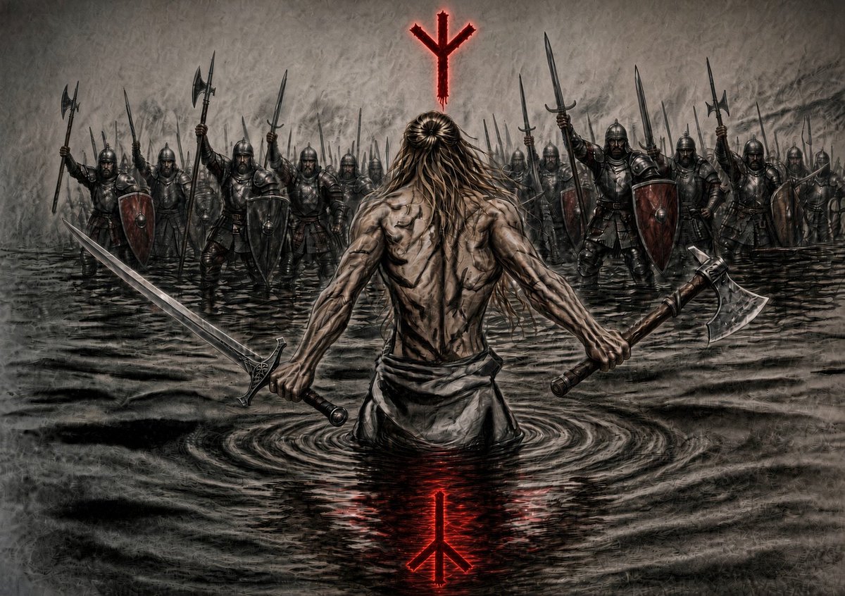 Orsonstfu's tweet photo. Do not despair. You will not find victory there. You will find only entropy, where people begin to lose their hope... and when a man has no dream, he will attempt to strip the dreams from others like a carrier of a great plague. He does not see himself as hollow, as empty, but when you look into his eyes, you know it is true. These people are entropy incarnate, and they will destroy our world if you let them.

We must remember defunctus est. Life is meant to be a duty fulfilled... you are not free to squander it. You owe it to your ancestors to live in a way that honors them, and you owe it to the youth to build a better world than was given to you. You are not free. Freedom is nothing compared to duty.

Indeed, you are not born free... that is a lie. You are born to duty and bound by it for all your days, tied to needs that must be met... choosing only who or what you serve to fulfill them.

Death ends the man... it is true... but it does not end the line. Knowing that... it is simply my nature... I would rather die sword in hand than run.