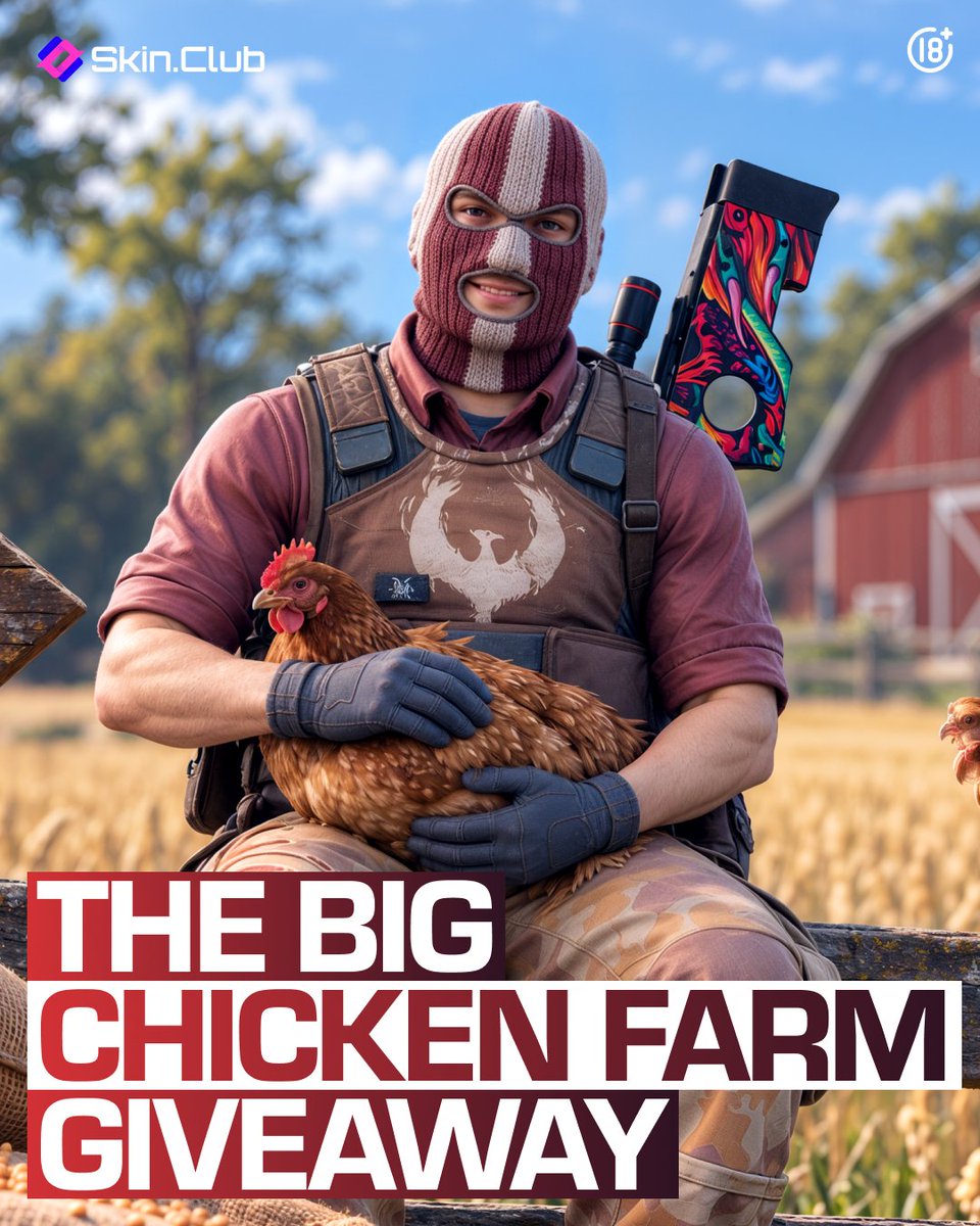 skinclubmedia's tweet photo. 🐔 THE BIG CHICKEN FARM GIVEAWAY 

Welcome to The Big Chicken Farm — where the chickens are big and the skins are even better! 

How to join:

1. Leave your SKIN.СLUB ID in the comments.
2. Use the special promo code CLUCK(optional).
3. That’s it! 

Winners will be picked at random and announced on September 30.

Join the giveaway across our other social media platforms to boost your chances. Good luck!