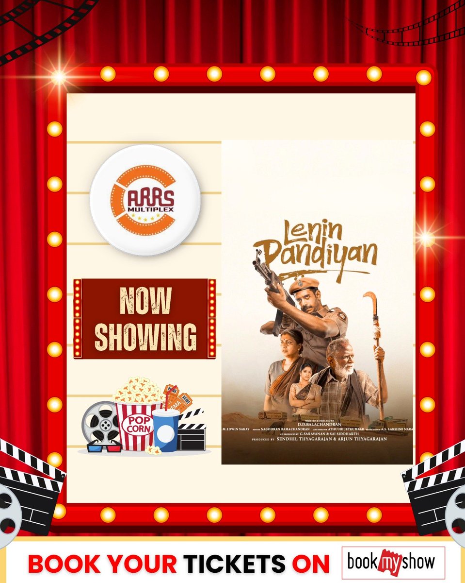 SalemArrs's tweet photo. ๐ฌ Experience the power-packed drama on the big screen! Lenin Pandiyan is NOW SHOWING at ARRS Multiplex! ๐ฟโจ
โGrab your popcorn and enjoy the show! ๐๏ธ
#LeninPandiyan #ARRSMultiplex #CinemaLover #Bookmyshow https://t.co/UPbC4XCgxv