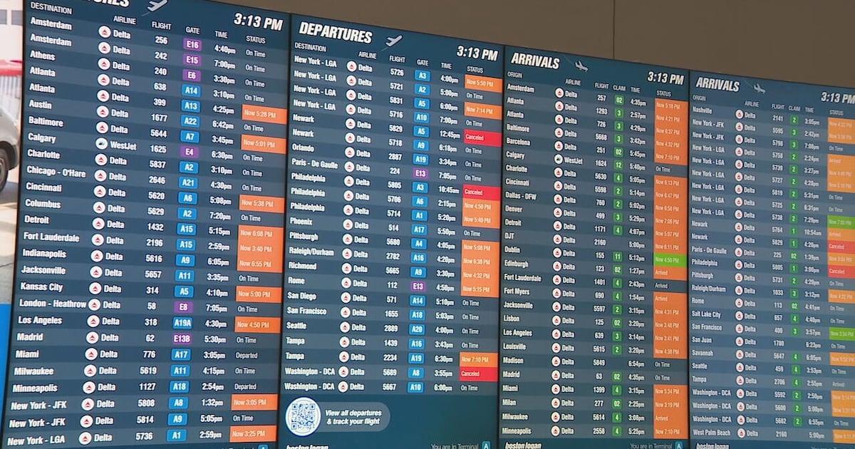 boston25's tweet photo. Delays, cancellations climbing at Boston Logan Airport as nor’easter targets Mass. https://t.co/4KbAKm7vDv https://t.co/blfmpHjnm3