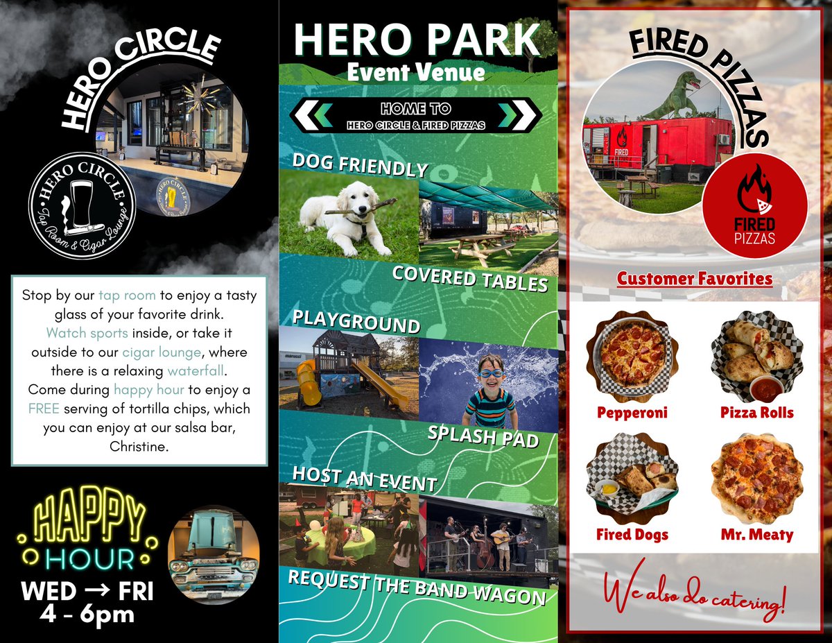 FiredPizzas's tweet photo. Hero Park is the place you want to be. Especially when it comes to an event. Whether it’s a birthday party, or even just a get together, everything you need is in one spot.
@HeroCircleTX https://t.co/n8Z3RsguZy