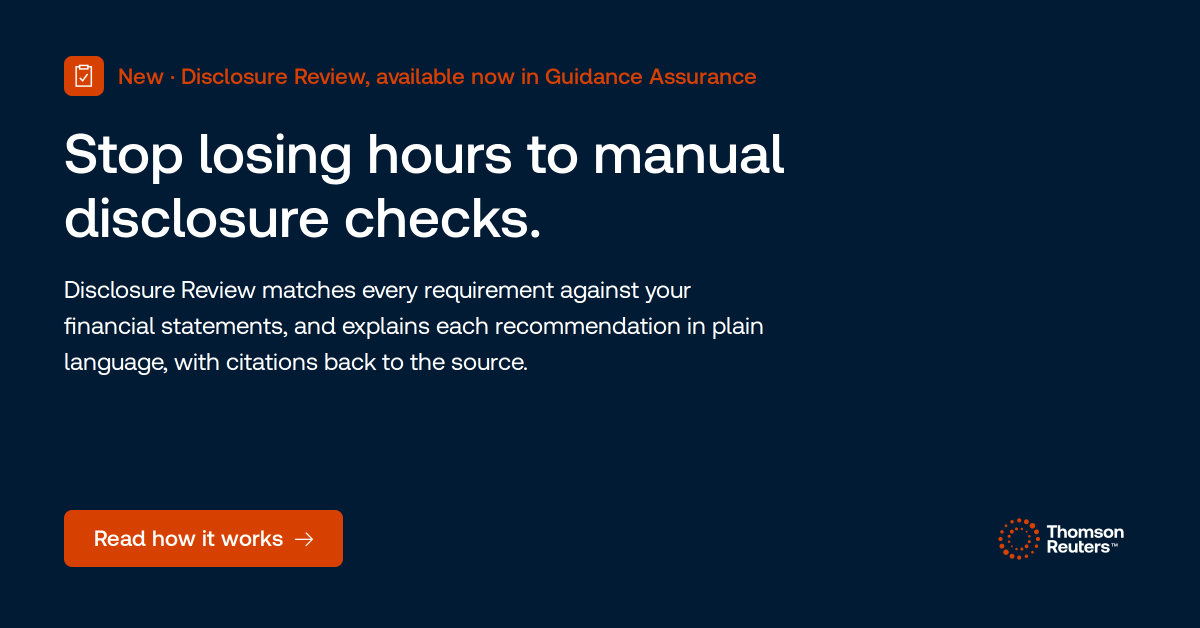 thomsonreuters's tweet photo. "Ask any audit team where their time disappears, and disclosure review is almost always on the list" said Corey Wells, the GM of Audit at Thomson Reuters.
 
Disclosure Review matches every requirement against your financials, with plain-language rationale and source citations.

Read more: https://t.co/qtw7f06kkq