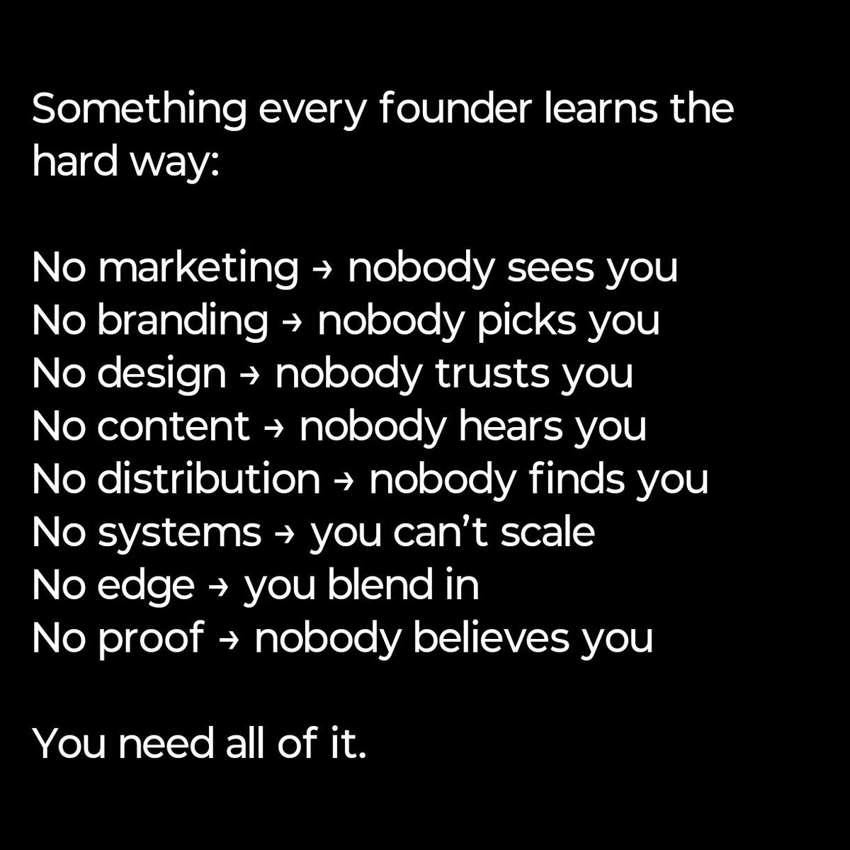 Profit_Pencil's tweet photo. Most founders obsess over the product�� and still fail. https://t.co/T8II9lGch8