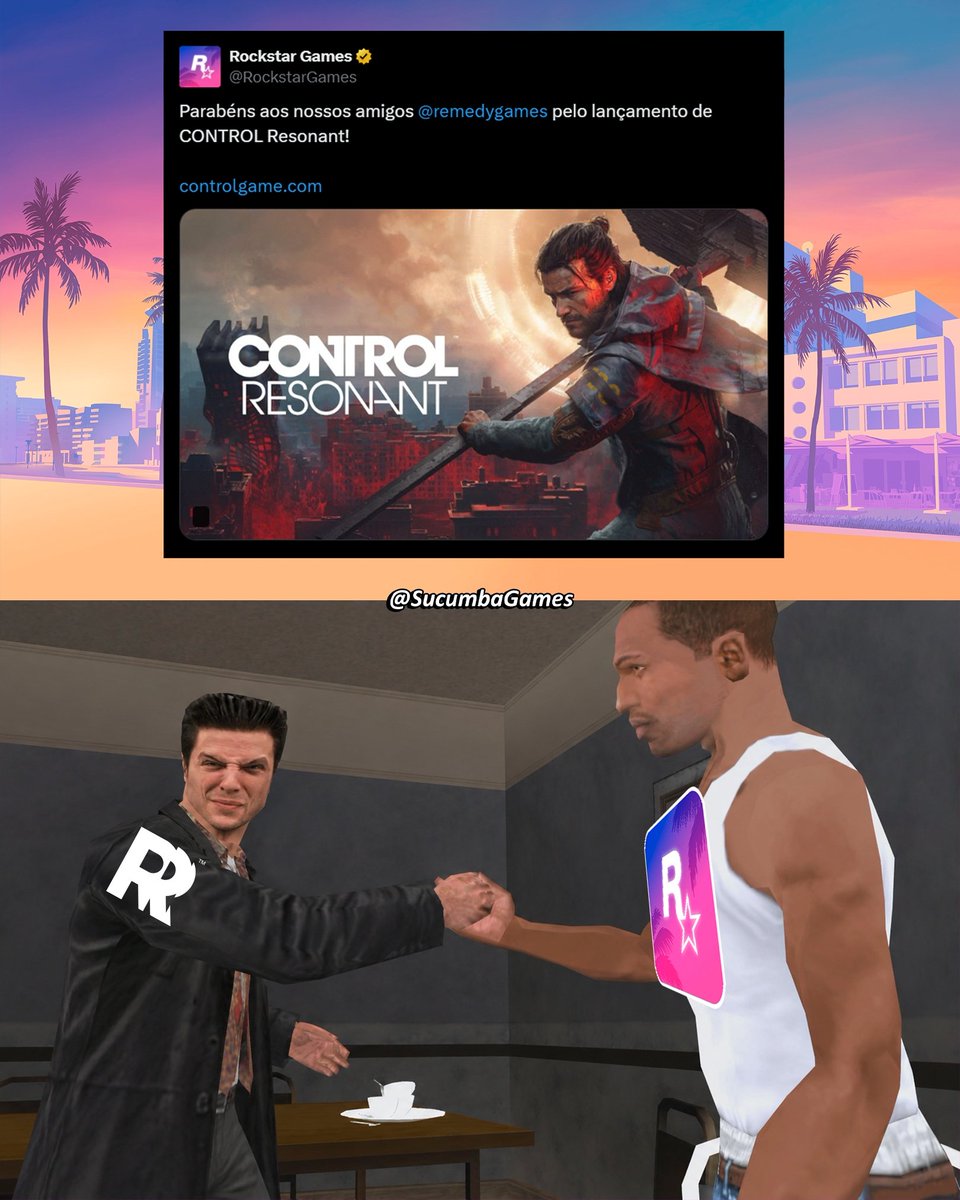 SucumbaGames's tweet photo. Rockstar parabenizou a Remedy pelo lançamento de CONTROL Resonant. As empresas são parceiras há muito tempo, desde Max Payne, em 2001, e continuam trabalhando juntas.

Atualmente, a Remedy está desenvolvendo os remakes de Max Payne 1 e 2, com financiamento e publicação da Rockstar.