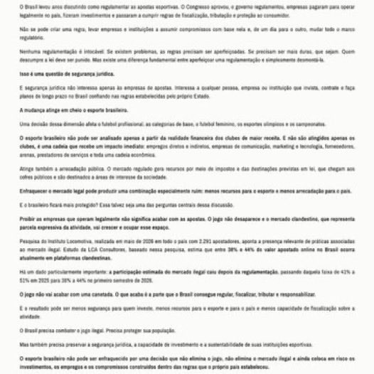 NewsLiberdade's tweet photo. 🚨AGORA - Flamengo divulga nota contra proposta de Lula de proibir totalmente as bets e alega insegurança jurídica no país

“não se pode criar uma regra, levar empresas a assumir compromissos com base nela e, de um dia para o outro, mudar todo o marco regulatório” https://t.co/KTZ6yG2XLu