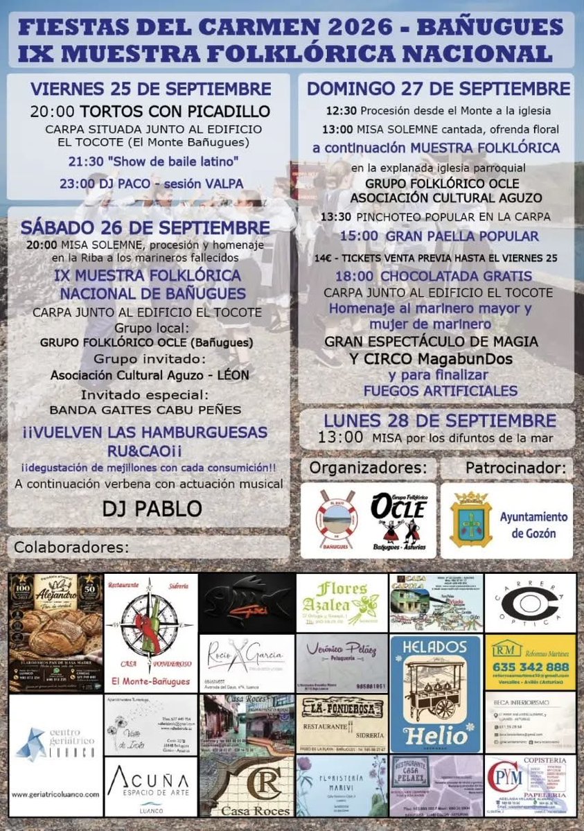 mundogaita's tweet photo. 👉🏻 Mañana la banda gaites “Cabu Peñes” tará participando 🎶 na “IX Muestra Folklórica Nacional de Bañugues” 💃
📅 26 Setiembre
🕗 20:00h
📍#Bañugues #Gozón
#bandagaites #pipeband #gaita #bagpipe #mundogaita https://t.co/cpNgZjbBvj