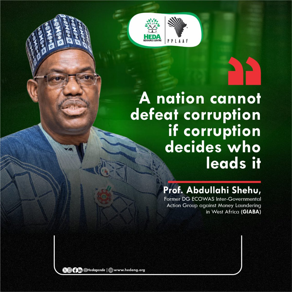 HEDAgenda's tweet photo. Effective action against corruption requires more than the efforts of individual institutions. It requires stronger coordination, cooperation and collaboration among stakeholders working towards a shared goal.

As Prof. Abdullahi Shehu emphasized in his keynote presentation, institutions must move beyond working in isolation and embrace mutual support to achieve meaningful progress.

“You are only a champion if you can help somebody achieve a goal. It is like a team. We should support one another.”

#AntiCorruption #Accountability #GoodGovernance #CivilSociety