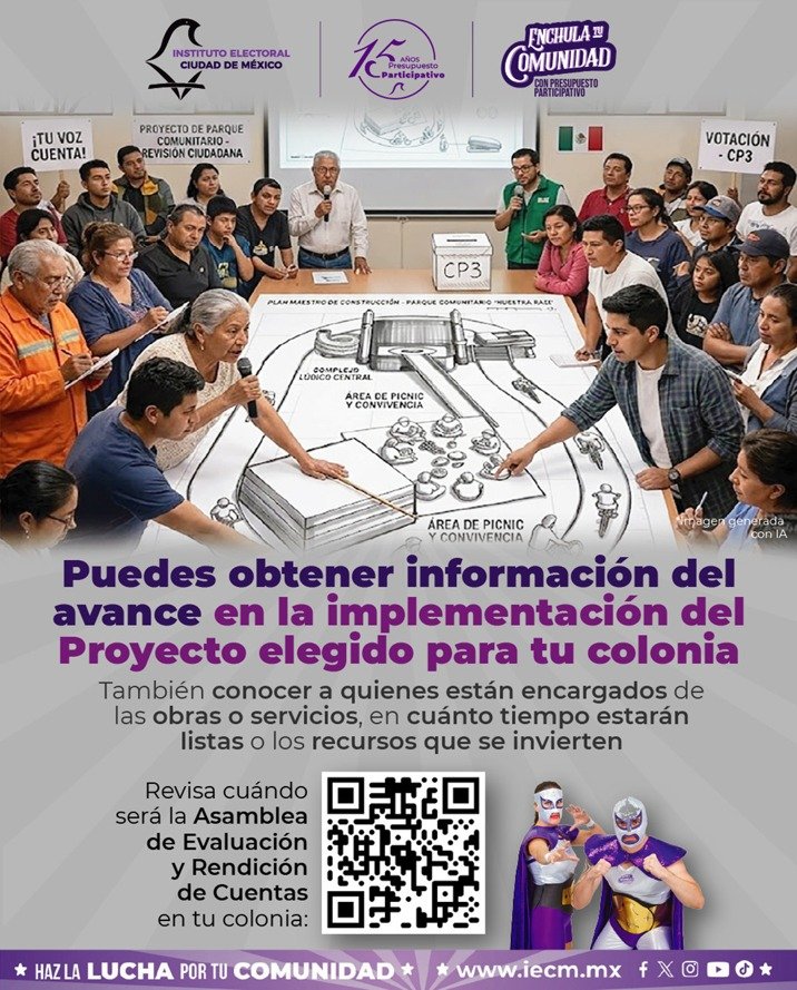 Distrito18IECM's tweet photo. 📅 La participación continúa con el seguimiento de los proyectos. Las Asambleas de Evaluación y Rendición de Cuentas son espacios para conocer los avances de los proyectos de  Presupuesto Participativo 2026-207 y participar en su seguimiento. https://t.co/S6pZe27kF6
