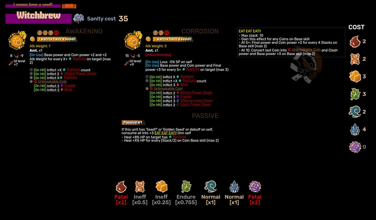 AlsonotBacon_1's tweet photo. September 25th, 2026 - PREVIEW 1 Abnormality EGO and 1 Identity 3 [000]

[WAW] I wanna have a seed!! - Witchbrew
&amp;
[000] Hunter: Grade 1 - Witchbrew 

#laminaxcompanybus #limbuscompany #roblox #kaijuparadise https://t.co/T5mRaeLPC3
