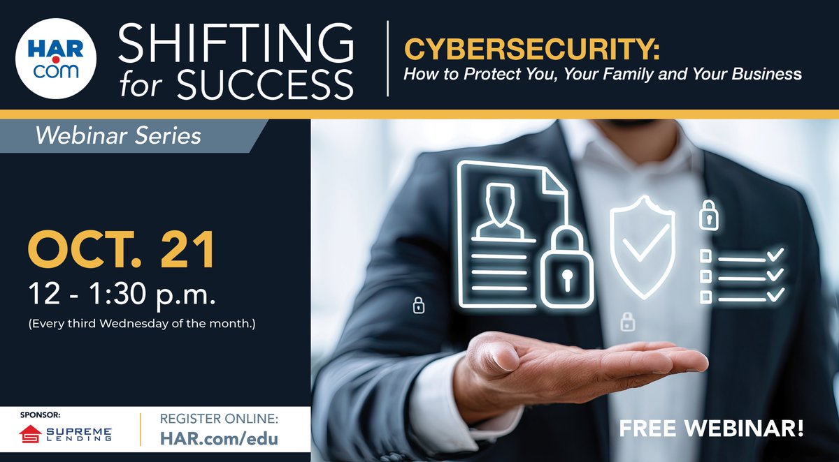 HARMembers's tweet photo. Cyber fraud is a growing threat—are you prepared? 🔐 Join our webinar to learn how to protect your business, your clients and sensitive information. Register today at https://t.co/khGVS5E8We https://t.co/eKKMEqR189