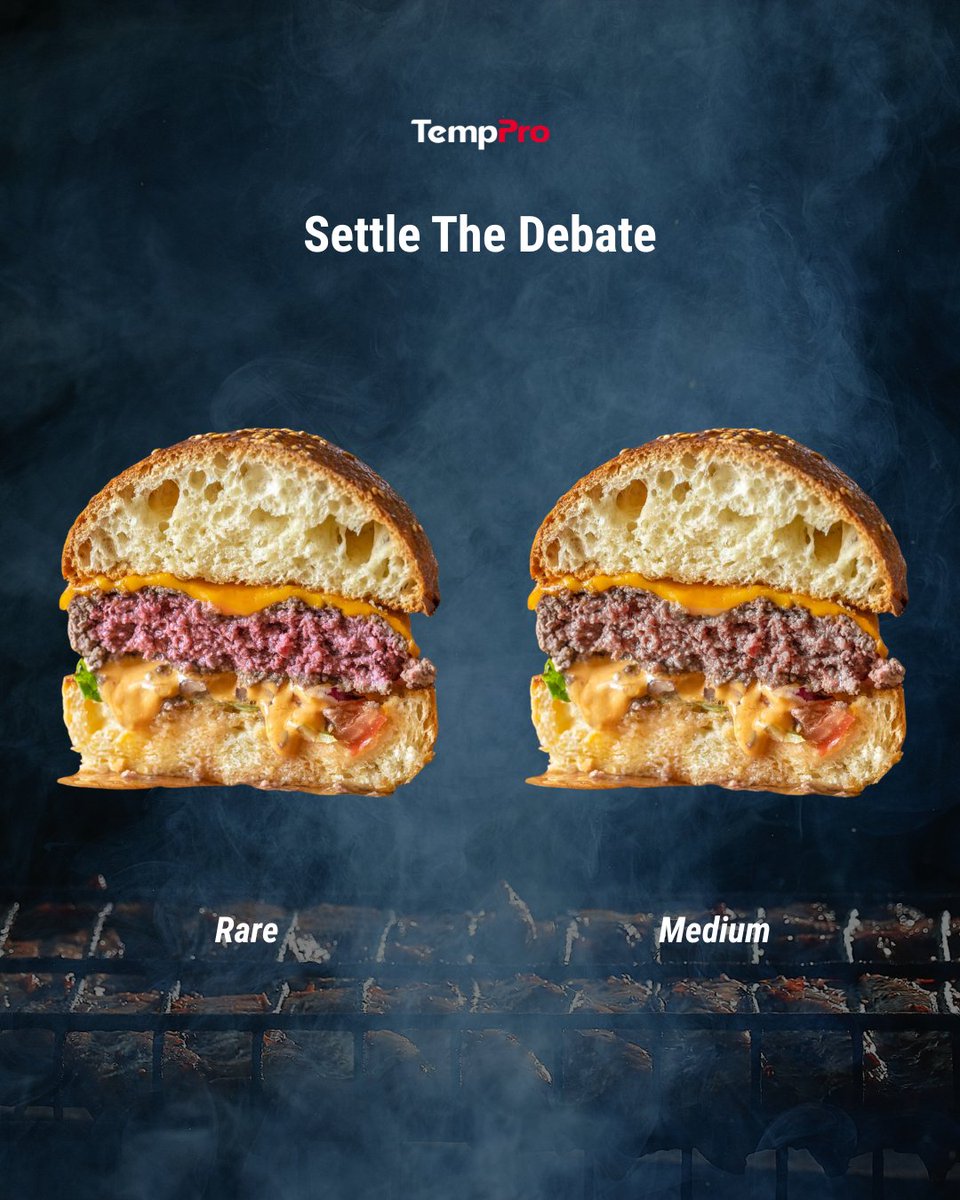 TempProOfficial's tweet photo. Rare or medium? 🍔🔥

There’s only one right answer. We’ll let you fight it out in the comments.

Whatever your pick, TempPro makes sure you hit it every time. 🌡️

#TempPro #Burger #Grilling https://t.co/wapRek6DtF