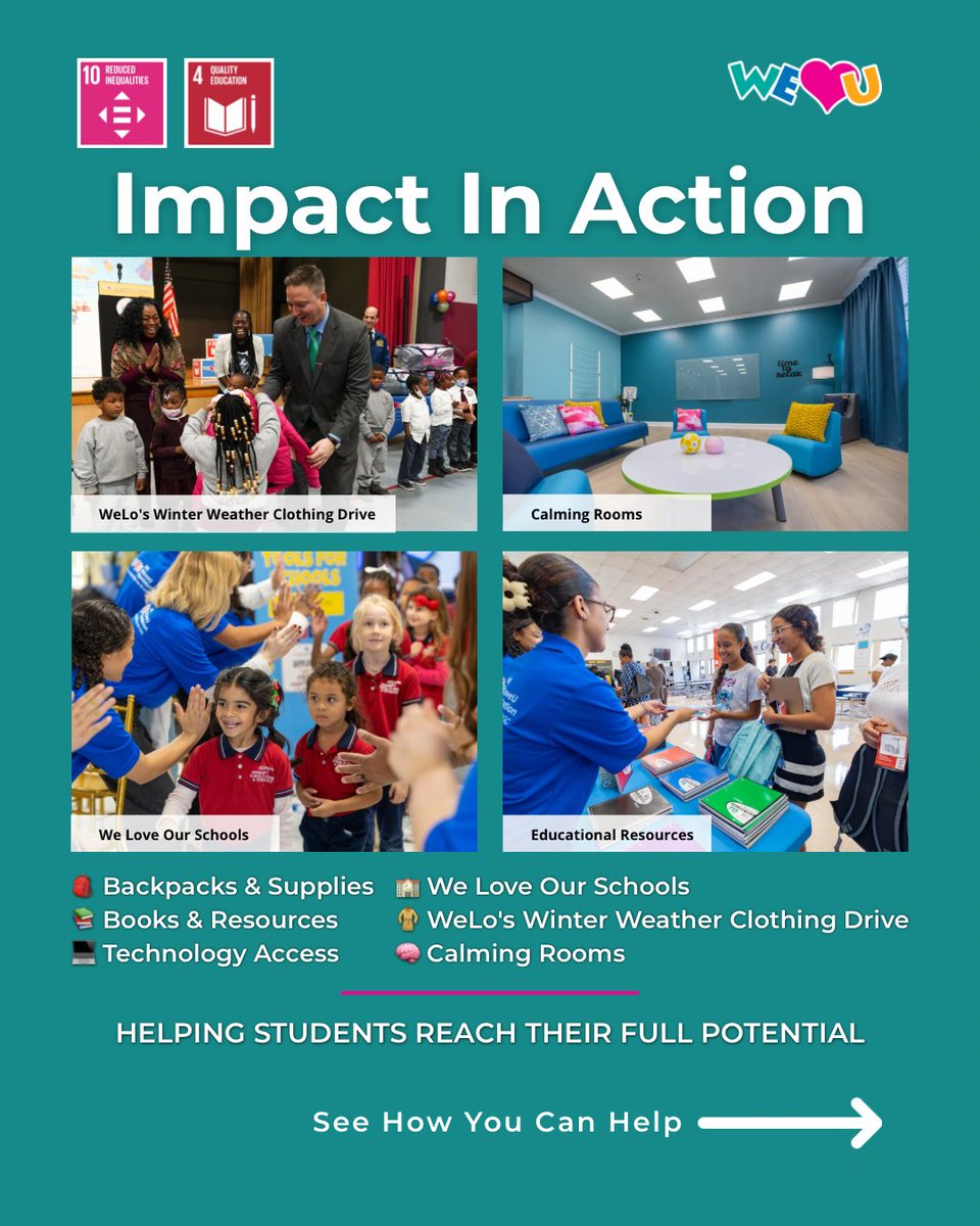weloveuusa's tweet photo. Education can transform lives when students have the resources and support they need to succeed. 📚
Through school improvements, educational resources, calming rooms, and community initiatives, #WeLoveU is helping create spaces where students can thrive.
#EducationalEquity https://t.co/Apz7NaNZ5E