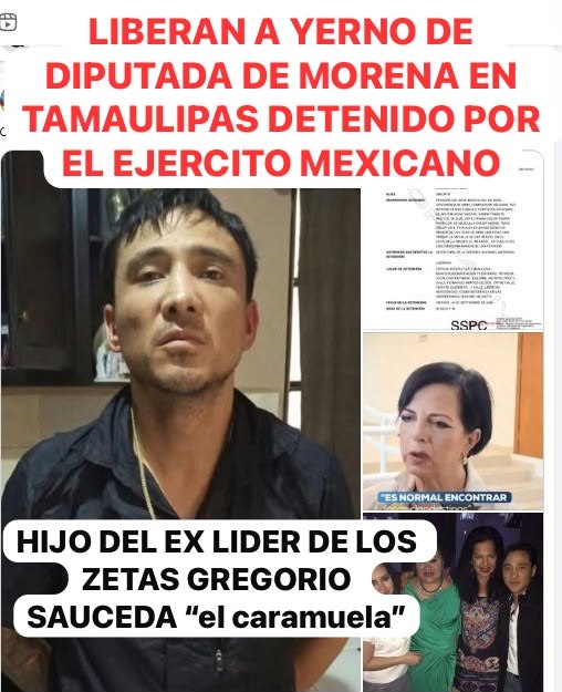 camilatorres_a's tweet photo. Lo detuvo el Ejército en Reynosa y poco después apareció como “liberado” en el Registro Nacional de Detenciones. 

Gregorio Sauceda, es como yerno de una diputada de Morena.

Tal parece que la ley solo aplica para el pueblo. En Morena es otro caso. https://t.co/DdODQkTNO1