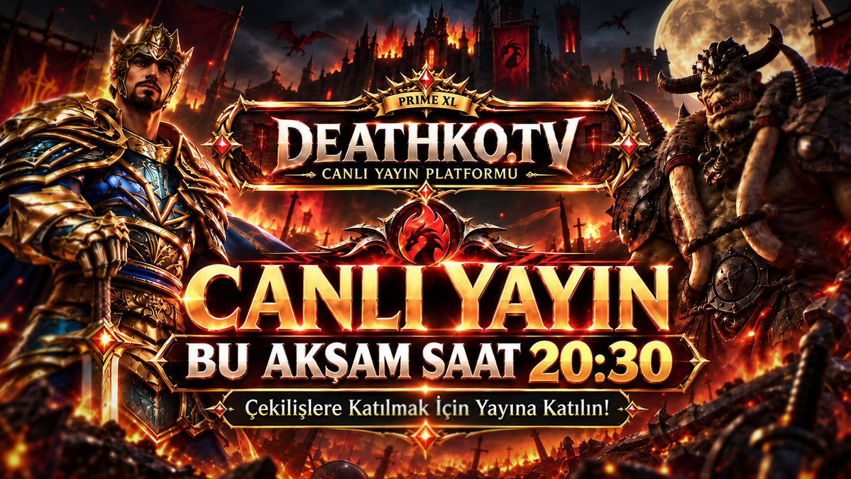 DeathKoOfficial's tweet photo. ⚔️ **DEATHKO | MYKO — PRIME XL**
🔴 **OFFICIAL CANLI YAYIN 20:30’DA BAŞLIYOR!**

🎥 https://t.co/Z0qIkd2iBt
🔥 Beklenen gün geldi!

**PRIME XL bu akşam 21:00’de kapılarını açıyor!**
⚔️ Clientini indir, hazırlığını tamamla ve rekor açılışta yerini al!

📜 Rehber: https://t.co/jlmT7zu2XM

👉🏻 Kayıt: https://t.co/SImPrI6aBz
⏬ Client: https://t.co/Z8zjgqh1Gx
🎮 **KlasGame Açılış Bonusu:**

%80 Süper Bonus + %20 Extra Bonus
🔗 https://t.co/L63k8faEpu
⏳ **SADECE SAATLER KALDI!**

#DeathKO #PrimeXL #MYKO