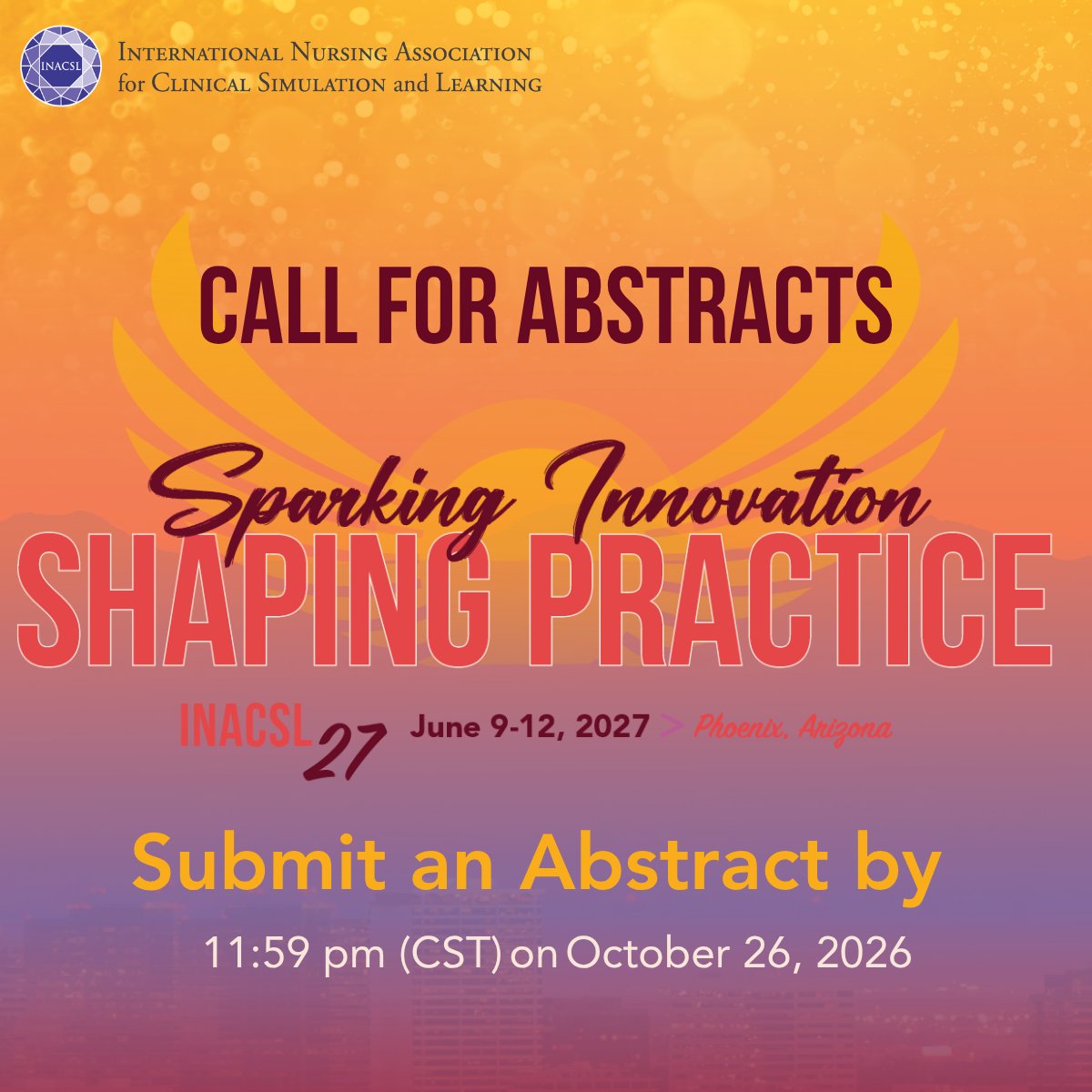 INACSL's tweet photo. 📣 The INACSL27 Call for Abstracts is open!

Share your research, innovations, and best practices with healthcare simulation professionals from around the world. Don't miss your opportunity to contribute to the conversation and showcase your work.

🔗 https://t.co/fPoqeudUrB https://t.co/C6fCrveuNm