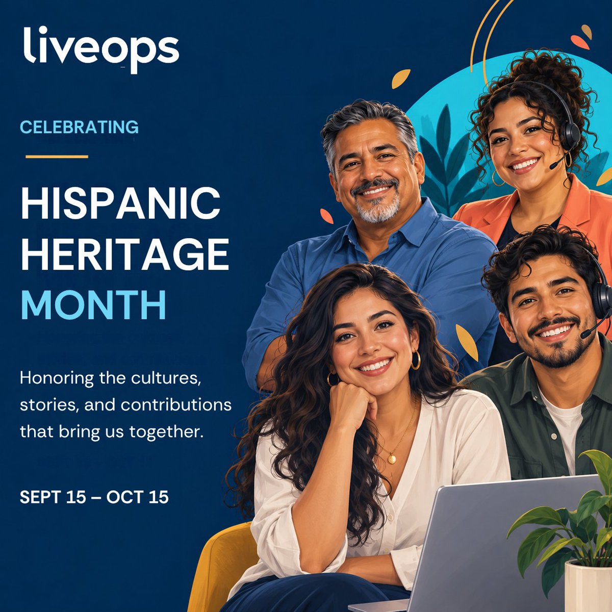 Liveops's tweet photo. 🎉 Happy Hispanic Heritage Month!

From September 15 to October 15, we’re celebrating the cultures, stories, and contributions of Hispanic and Latino independent contractors in the Liveops community. 💙

Across client programs, agents bring care and expertise to every conversation. In bilingual roles, their Spanish and English skills help customers feel heard and understood in the language they prefer. 💬

To the Hispanic and Latino agents in our community: thank you for the talent, perspective, and dedication you bring. ¡Feliz Mes de la Herencia Hispana! ✨

Interested in Spanish-bilingual independent contractor opportunities? Learn more and apply: https://t.co/7AB7JGq2bn

#HispanicHeritageMonth #Liveops #BilingualSupport #AgentCommunity