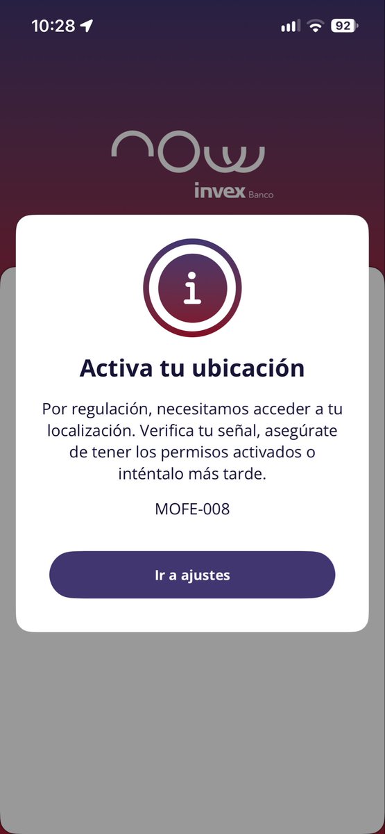 mtasuarez's tweet photo. Pueden arreglar su aplicación por favor? Lleva varios días sin funcionar pidiendo tener activada la ubicación cuando nunca la he desactivado… #Invex @invextarjetas https://t.co/g1bsbfyKl3