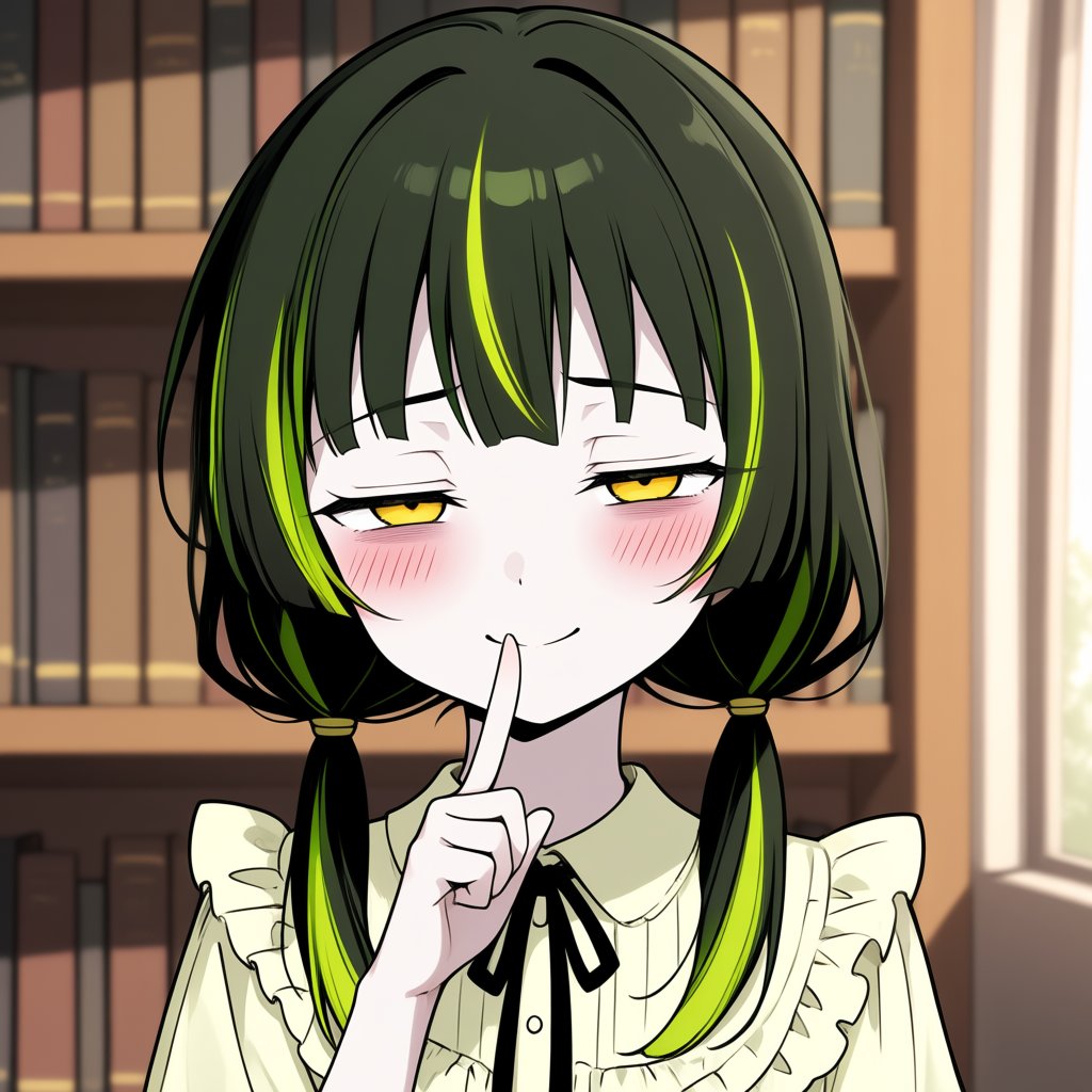exp0_yoru's tweet photo. 『隈おさげ女子の実地検証』第3話、更新しました
今回は、お気に入りの作家の新作が更新された日　図書館で冒頭だけのつもりが止まらなくなった珠希は……（エッな内容を含みます）
#AIイラスト #オリジナル #AIイラスト好きさんと繋がりたい #ジト目 https://t.co/JzDFUNuMrw