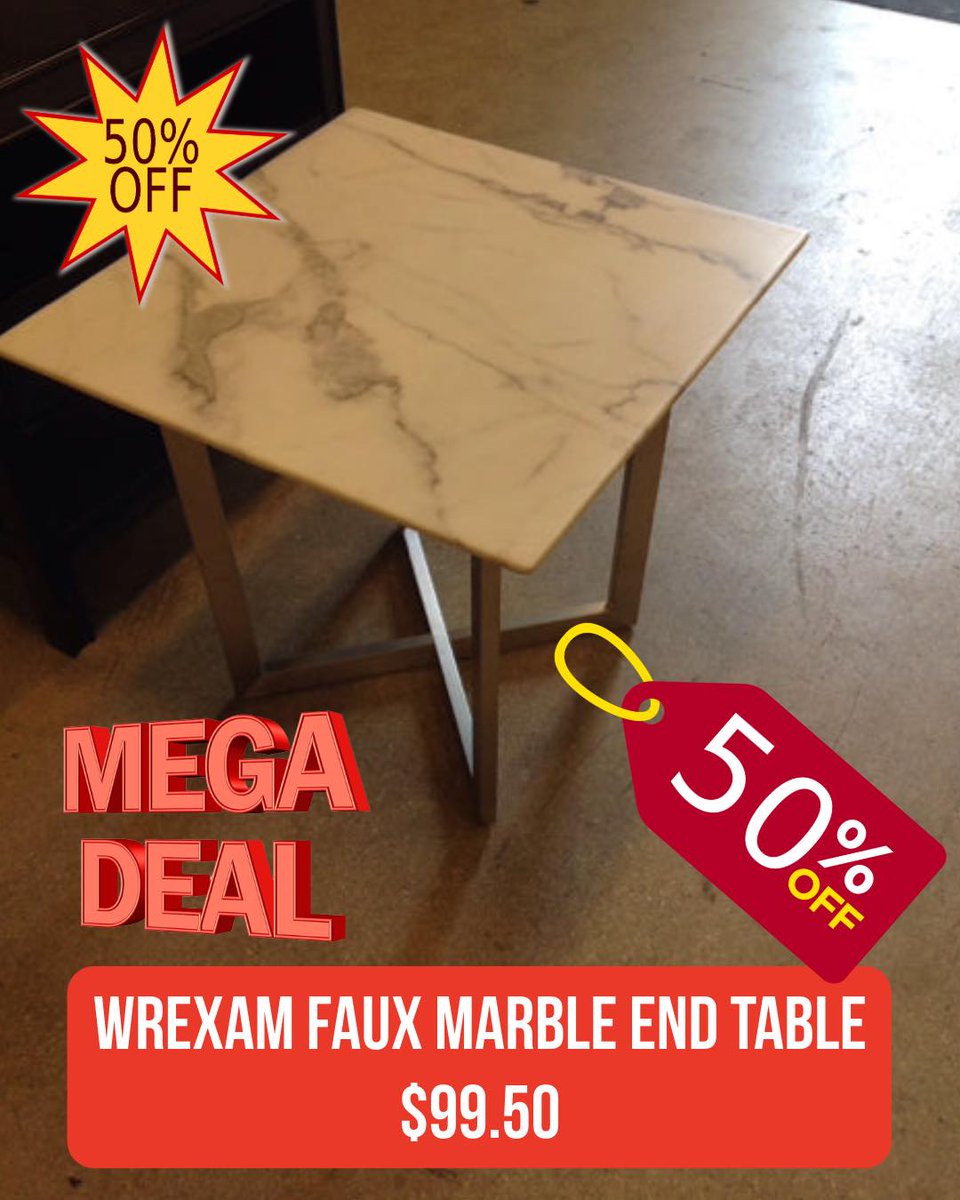 EliciaNass's tweet photo. A little luxury can transform a room. The Wrexham Faux Marble End Table pairs a sleek design with a beautiful marble-look top—perfect beside a sofa, chair, or bed. Now 50% off for just $99. https://t.co/PoEe7XvAux