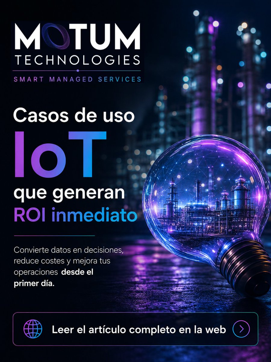 Motum_Tech's tweet photo. 📡 En IoT, la pregunta no es qué podemos conectar, sino qué problema podemos dejar de pagar.
Consumos, averías, activos, inventarios… pequeños proyectos pueden generar grandes eficiencias.
📖 Descubre los casos de uso en nuestro nuevo artículo. #IoT #Industria40 #ITOT #MotumTech https://t.co/K7EwjZ7upK