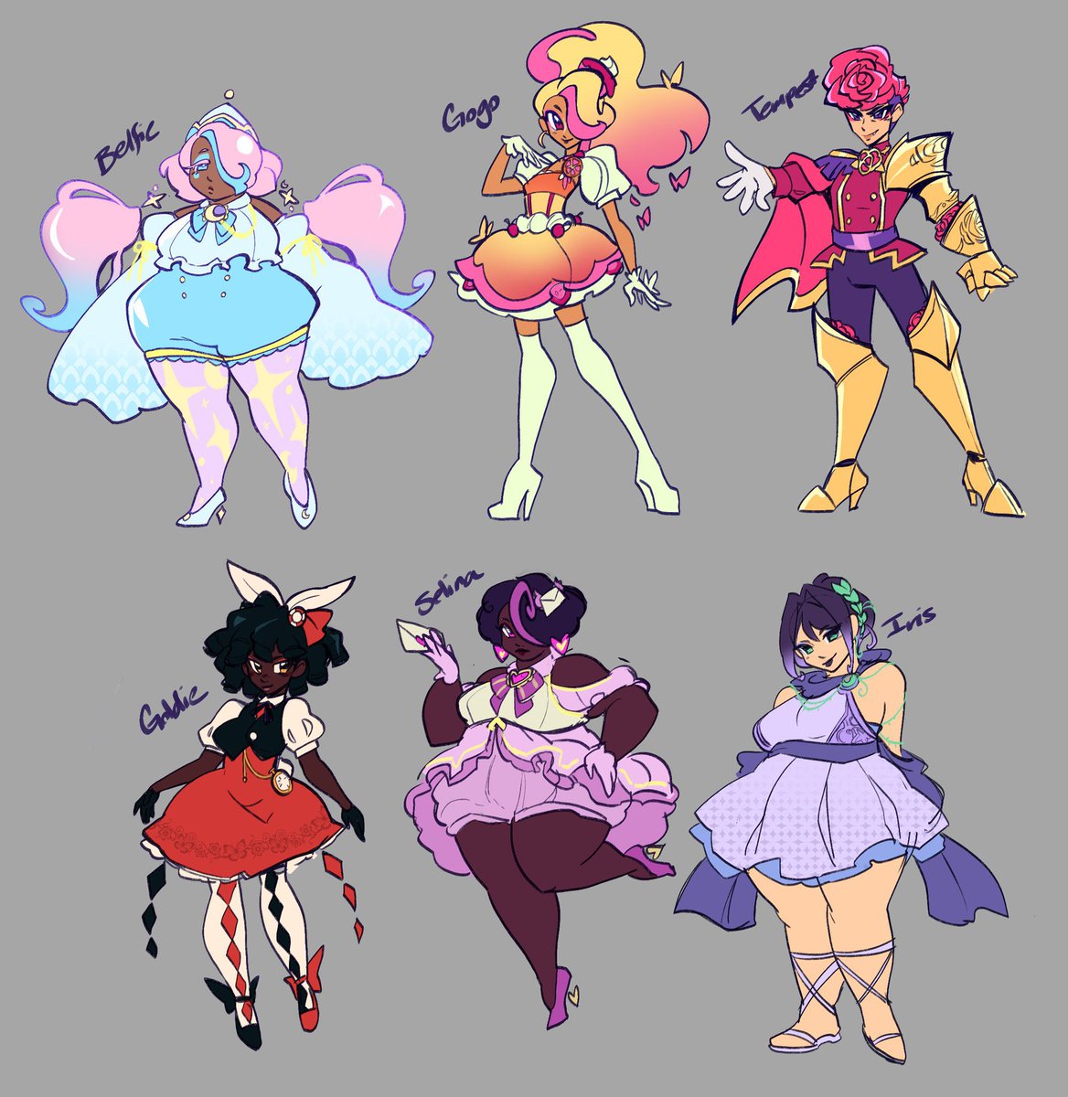 NoodleBowl_Pop's tweet photo. [ oc ] magical girl au sketches of my demon girls and their edgy ‘corrupted’ versions https://t.co/8fWj2HZub2