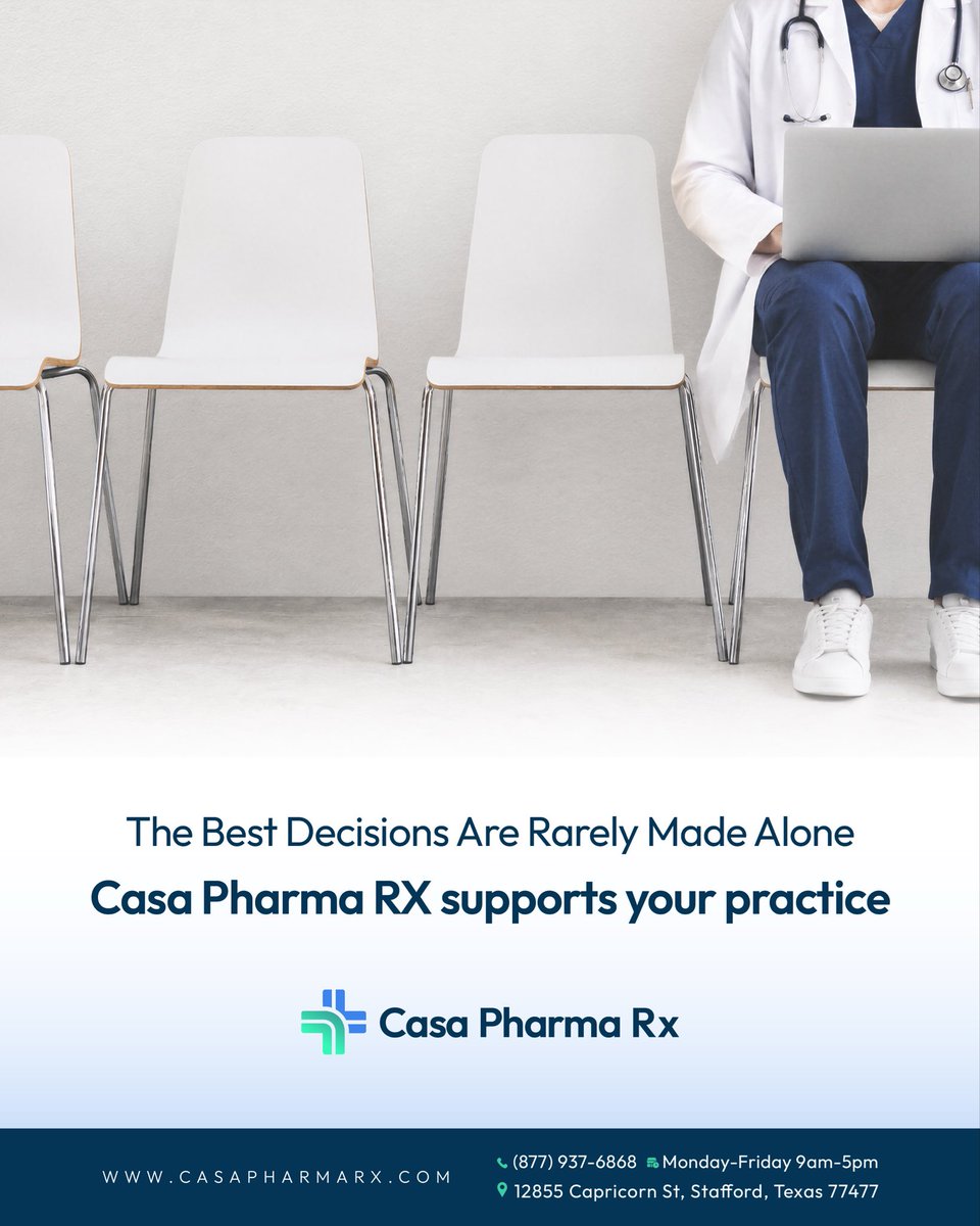 casapharma_RX's tweet photo. At Casa Pharma RX, we believe the strongest prescribing decisions come from sharing expertise, asking questions, and working together. That's why we're here as a clinical partner not just a compounding pharmacy.
Visit https://t.co/iYIkuPhoH3 to learn more https://t.co/sPCeU8oSbz