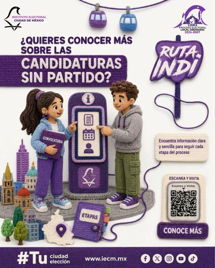Distrito18IECM's tweet photo. 🧭 ¿Buscas información sobre las candidaturas sin partido? 

En Ruta INDI encontrarás contenidos que te ayudarán a conocer las etapas y requisitos para el registro. https://t.co/erCcgjCG58