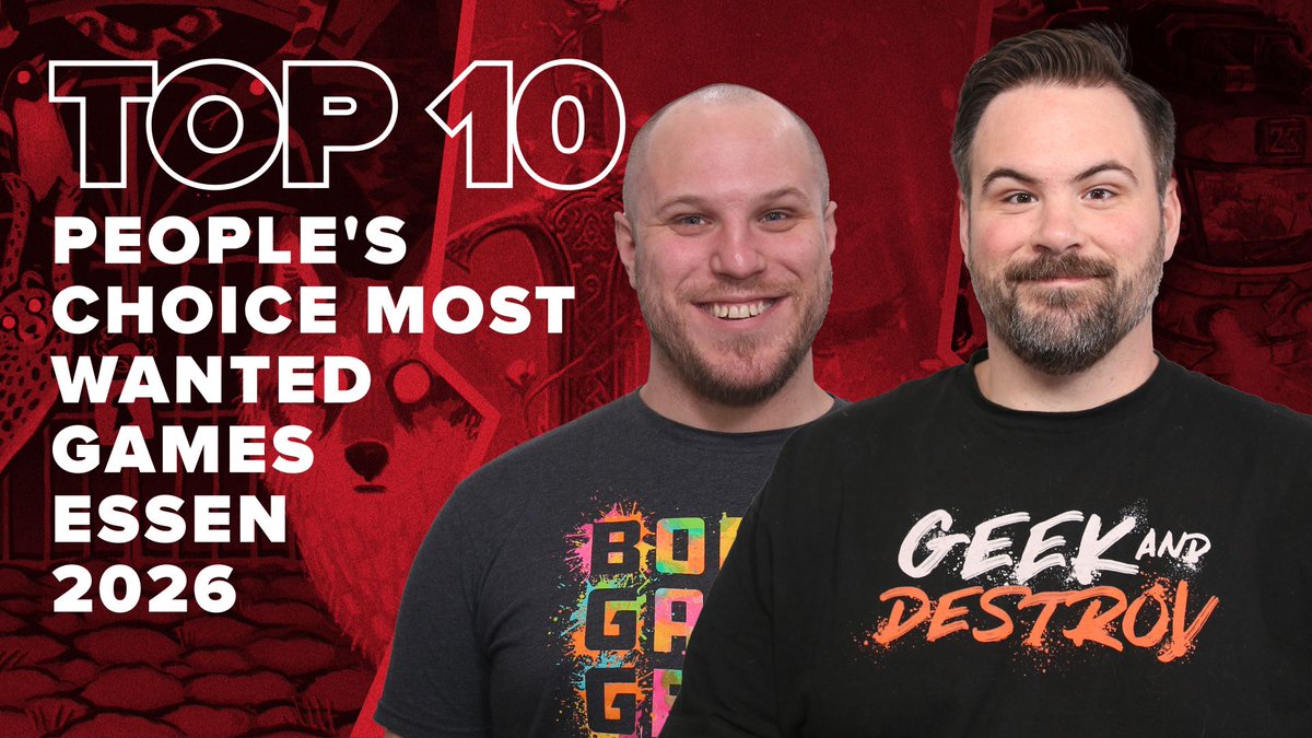 BoardGameGeek's tweet photo. Join Nick &amp; Mike Murphy as they share the Top 10 most anticipated games of Essen 2026 as chosen by the BGG users. https://t.co/t5tolL2spU https://t.co/8oXQAE8zgw