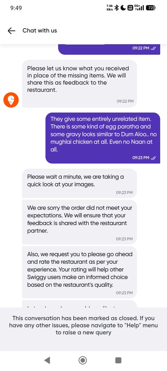 suvamdas000's tweet photo. @Swiggy @jagograhakjago Take action immediately.. I am hungry and expecting a replacement immediately.!! https://t.co/q5i20Nn3O2