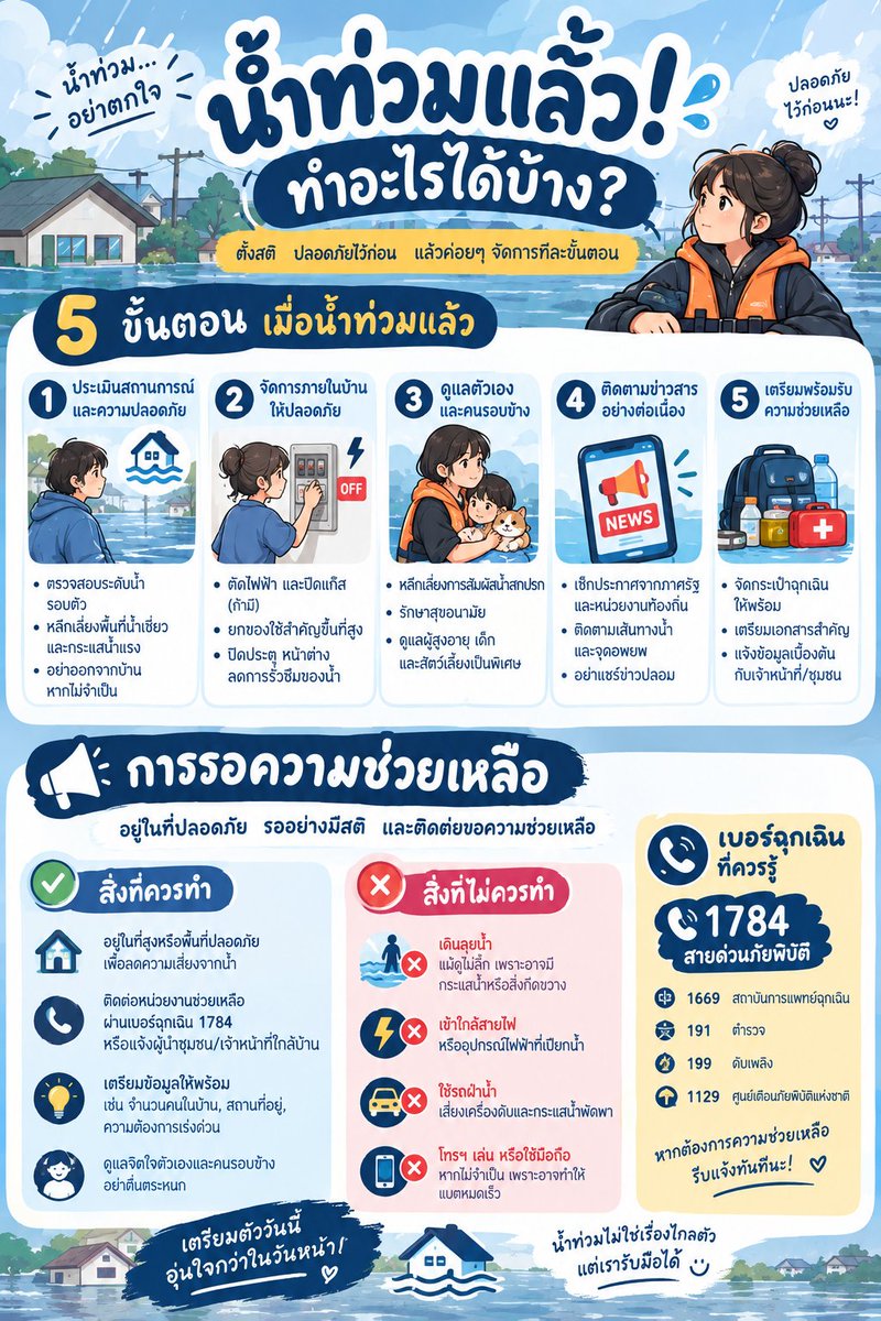 BBA1744's tweet photo. ถ้าน้ำท่วมแล้วทำอะไรได้บ้าง #น้ำท่วม #กรมอุตุ #กรุงเทพ #เตือนภัย #ป้องกัน #ฝนตกหนัก https://t.co/Sl8UXz0a1r