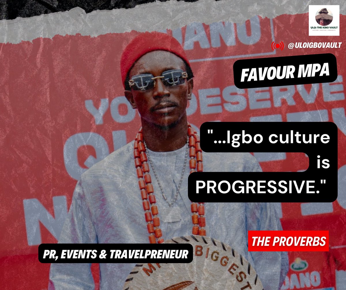Uloigbovault's tweet photo. 📜 ỤLỌ: THE PROVERBS

Focus: @favogbuji 

Igbo wisdom teaches that ọ bụ otu aka ka e ji ata ọjị — but community is not made of one hand alone, and not every voice that speaks for the culture speaks in the same register.

@favogbuji, known online as MPA Biggest Force, is one of the most active documentarians of Igbo traditional life on X — a feed built from lived, firsthand participation rather than commentary from a distance. He shares footage from igo mmuo rites, hosts kinsmen at ancestral homes in Owerri and Arochukwu, and attends festivals like Ikeji Aro and @IgboHangFest, championing the idea that wherever two or three Igbos gather, there should be a hangout, a festival, a reason to convene.

His philosophy is syncretic and unapologetically modern: "Igbo bi ire" — culture lives and evolves. He argues Igbo tradition can hold Christianity within it rather than against it, and lives by "biri kam biri" — live and let live.

But @favogbuji is also one of Igbo Twitter's sharpest and most polarizing voices — known as much for public, personal clashes with fellow Igbo commentators over questions of cultural purity and tradition as for his cultural documentation. It's a combination that makes him impossible to ignore: a man deeply inside the culture, unafraid to fight loudly about what it means.

@favogbuji — rooted, restless, and never quiet about it.

#ỤLỌ #IgboWisdom #IgboIdentity #IgboTwitter