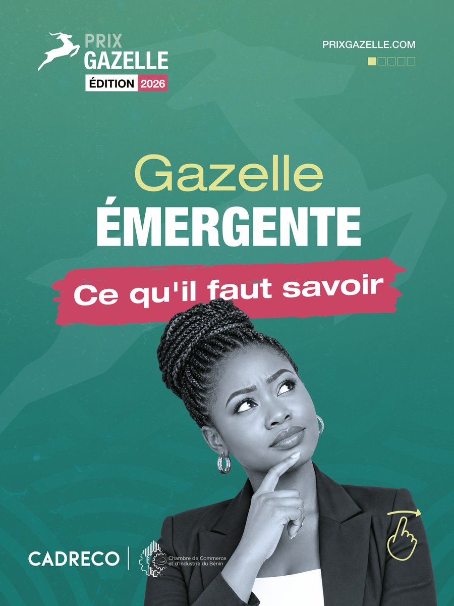 PrixGazelle's tweet photo. Prix Gazelle : Quand la croissance devient une référence

Au-delà des chiffres, certaines entreprises deviennent des modèles. Elles stimulent l'innovation, renforcent la confiance des investisseurs, créent des emplois et participent à la transformation durable de l'économie.

Le Prix Gazelle est conçu pour mettre en lumière ces champions de la croissance au Bénin. Cette deuxième édition offre aux entreprises béninoises éligibles, l'opportunité de rejoindre les acteurs qui incarnent le dynamisme et l'excellence du secteur privé.

Si vous êtes une entreprise béninoise sous le régime fiscal de la TPS, vous avez toutes les chances de devenir une Gazelle Émergente si vous répondez aux critères mentionnés ci-après :