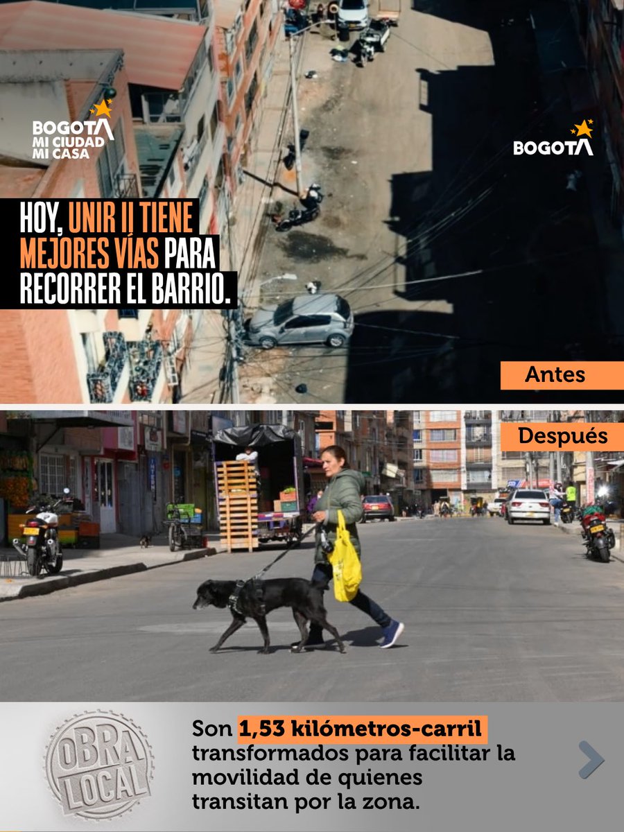 GobiernoBTA's tweet photo. Llegamos a 1.000 obras que transforman Bogotá desde los territorios.🙌🏼 

Seguimos trabajando para mejorar  las condiciones de vida de los y las bogotanas. 

#ObraLocal https://t.co/C0jYtOCVtq