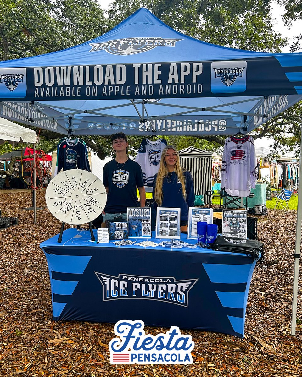 PcolaIceFlyers's tweet photo. Make sure to stop by our tent at Fiesta Pensacola's Seafood Festival this weekend! 🐟

🎡 Spin the wheel for a chance to win some free swag!
📝 Take our quick survey for a chance to win 1 of 3 team-signed jerseys!
🎟️ Enter our online DASH raffle for a chance to win 1 of 5 mystery authentic jerseys!

Come hang out, win some prizes, and represent the Ice Flyers! 🏒

See you there, Pensacola! 👋

#FlyAsOne