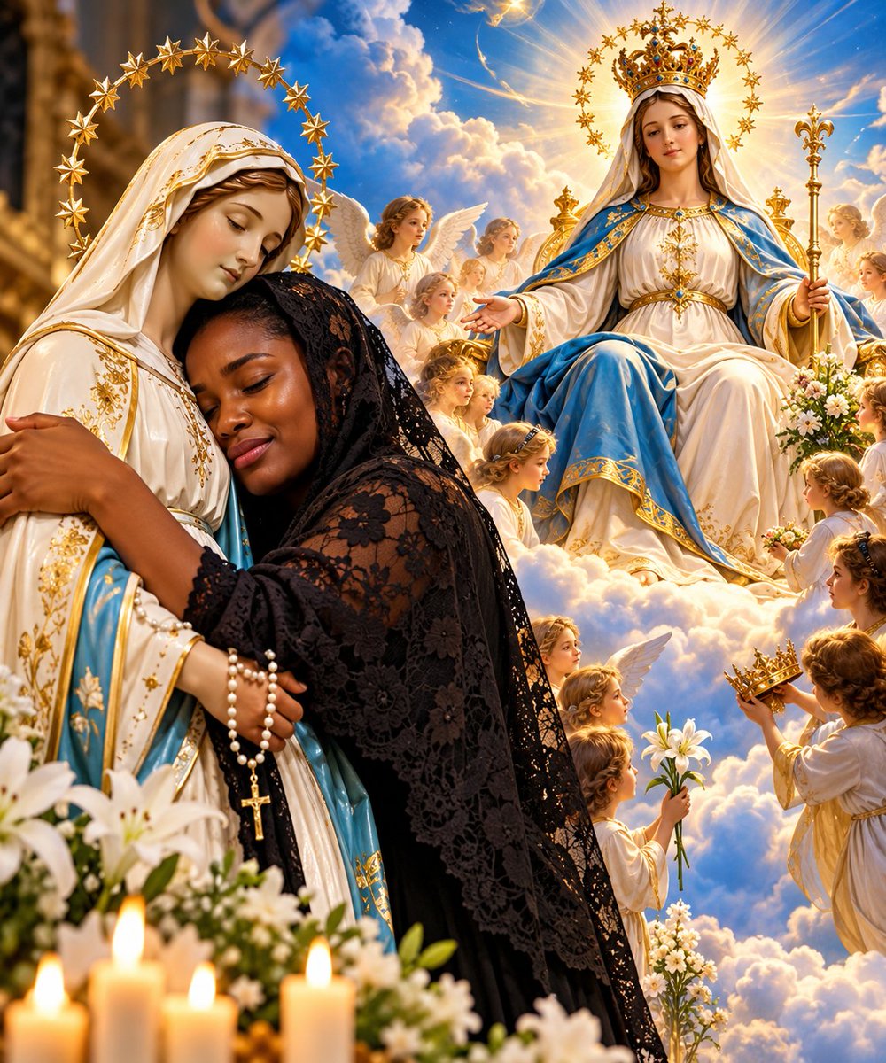 UcheMaryOkoli's tweet photo. Mary was sinless. 

Mary was perfect. 

Mary remained a virgin even after She birthed God. 

Mary never had any children after Jesus. 

Mary was Assumed body and soul into Heaven. 

Mary is the Mother of God. 

Mary is the New Eve. 

Mary is the Queen of Heaven. 

A true follower of Christ would not disagree with this. 

There is no veneration that we give to the Mother of God that will ever be too much or even be enough. 

And yes! Scriptures supports everything I mentioned. 

Ave Maria! 💙🤍💙