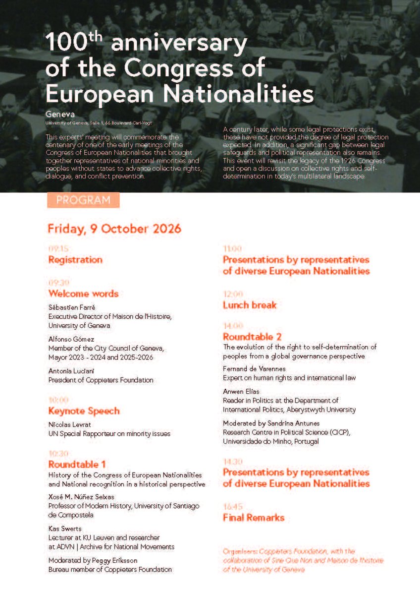 fernanddev's tweet photo. In Geneva on 9 October I'll be part of the event marking the 100th Anniversary of the Congress of European Nationalities, contributing in the session of the evolution of self-determination which has greatly changed over decades. Too bad there's no real discussion in Acadie... https://t.co/aqbOfkWDxE