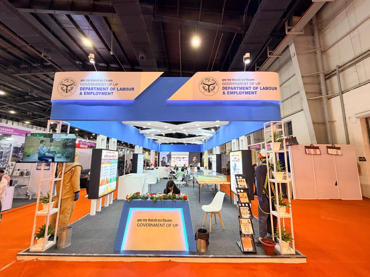 uplabourdept's tweet photo. Explore Uttar Pradesh’s progressive initiatives in labour welfare, employment, skill development and worker-centric policies at the Uttar Pradesh International Trade Show 2026. https://t.co/VU0j0Pg2Va
