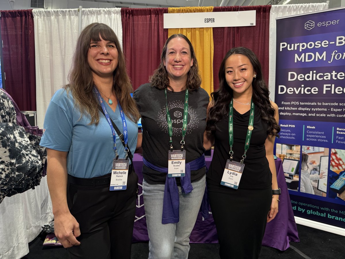 Esperdev's tweet photo. 🚧 VARTECH 2026 is in the books!

Emily Scales and Lydia Liu had great demos, productive conversations, and tons of fun! Congrats to our LEGO raffle winners Nicademus Hayward and Tro Apanian! 🧱
 
Thanks BlueStar for an incredible show! 👋

#VARTECH2026 #Esper #BlueStar https://t.co/TZda2gVf0U