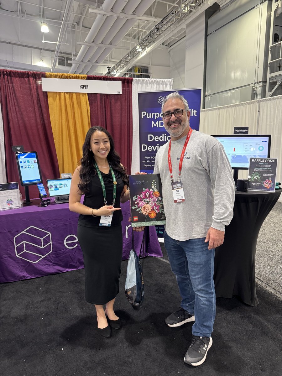 Esperdev's tweet photo. 🚧 VARTECH 2026 is in the books!

Emily Scales and Lydia Liu had great demos, productive conversations, and tons of fun! Congrats to our LEGO raffle winners Nicademus Hayward and Tro Apanian! 🧱
 
Thanks BlueStar for an incredible show! 👋

#VARTECH2026 #Esper #BlueStar https://t.co/TZda2gVf0U