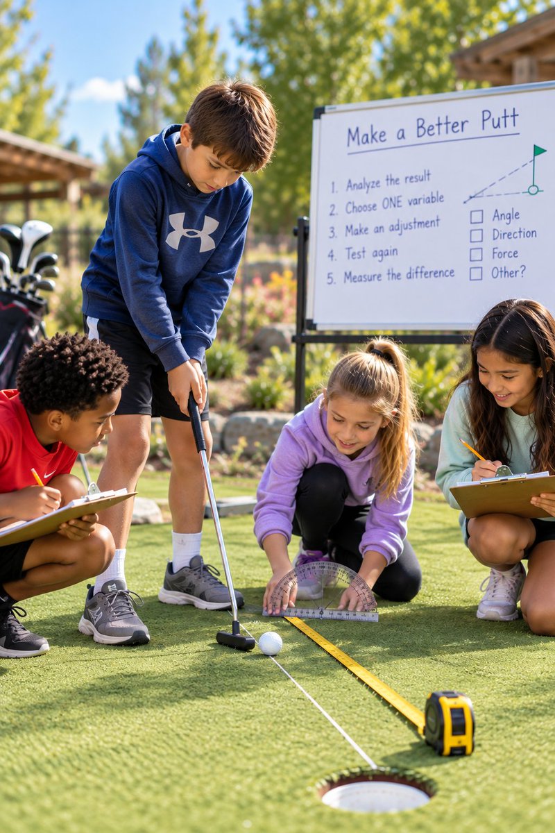 STEMsportsUSA's tweet photo. ⛳ Missed the putt?
Don't just try again.
📊 Analyze
 🧠 Choose ONE variable
 🔄 Adjust
 🏌️ Retest
 📏 Compare
The goal isn't repetition.
It's evidence-based improvement.
Predict → Test → Adjust.
#STEMSports #GolfSTEM #STEMEducation https://t.co/WLrR6w9wCw