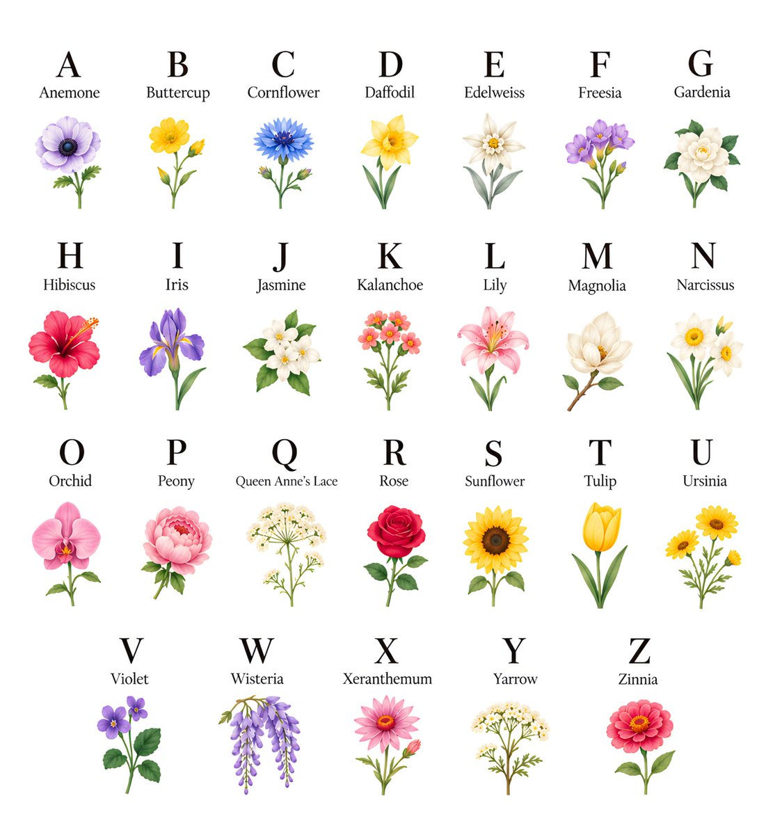 gardenofcolours's tweet photo. your initial = your flower 🌸 which one did you get? https://t.co/LPE9X0ssB5