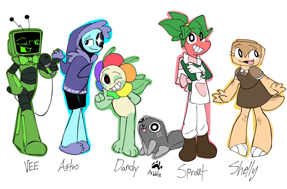 starsNstatic's tweet photo. The mains in my style bc I've been asked a few times to draw them
(I might do the others + dyle later idk maybe possibly)
#dandysworld https://t.co/ntzzowPq1B