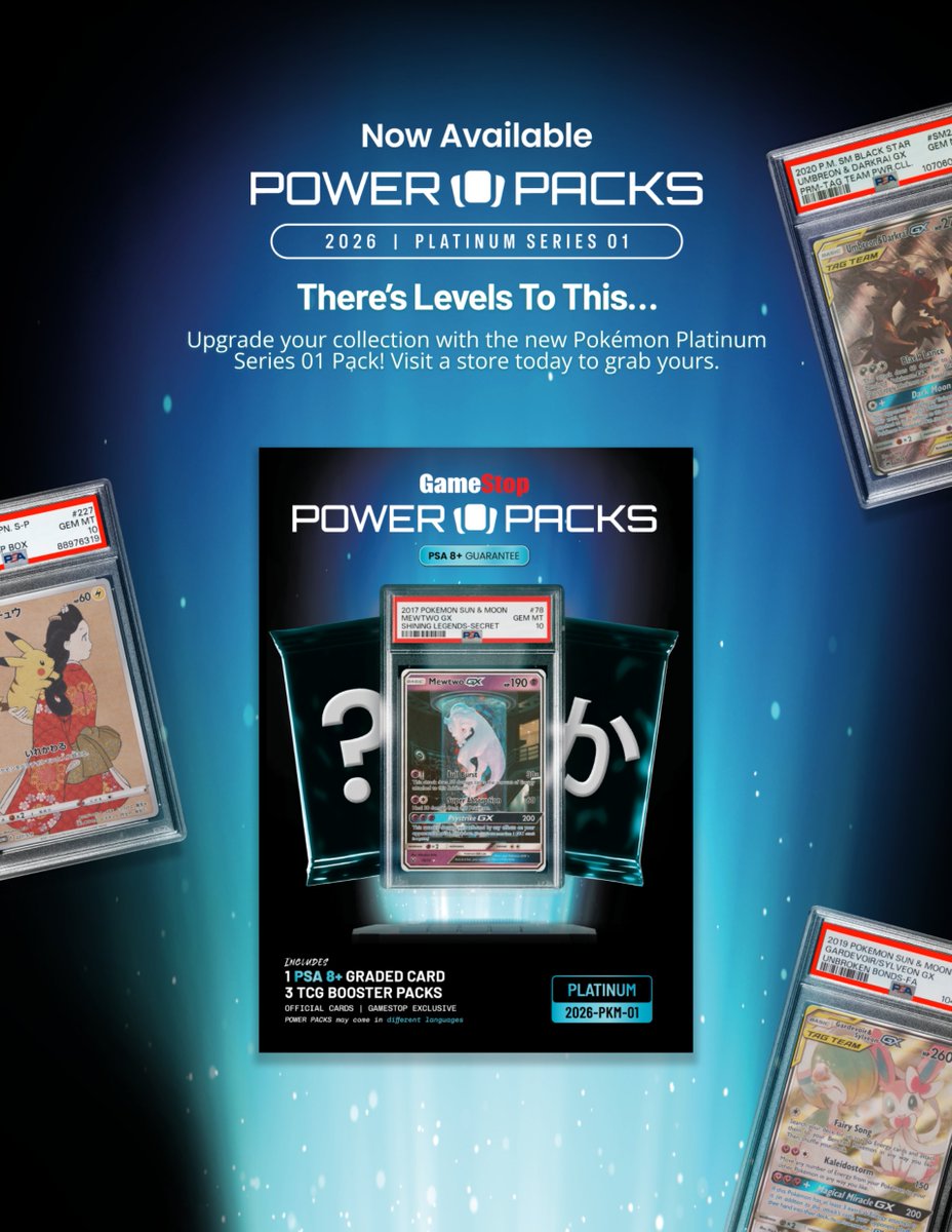 powerpacks's tweet photo. The chase goes Platinum.

The 2026 Pokémon Platinum Series 1 Power Pack is now available at select GameStop stores nationwide. https://t.co/ZlsQW8piEc