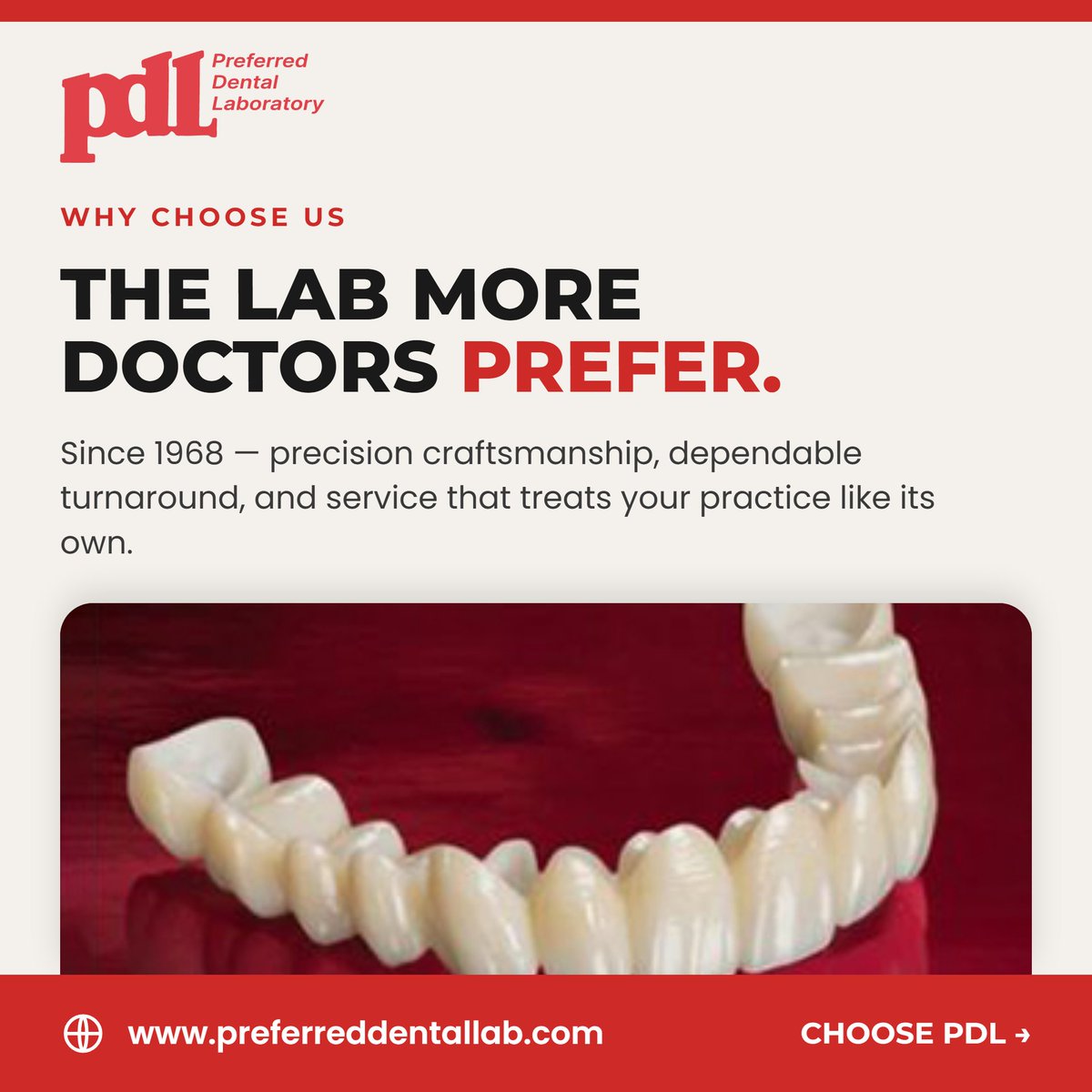 PreferredLab's tweet photo. From a single crown to a full-arch reconstruction, we're the lab more doctors prefer. 🦷

👉 Make PDL your lab partner https://t.co/FgcHjosdm7

#WhyChooseUs #DentalLabPartner #TrustedDentalLab #Since1968 #DentistSupport #PreferredDentalLab #DentalLab https://t.co/WcGHffG2yN