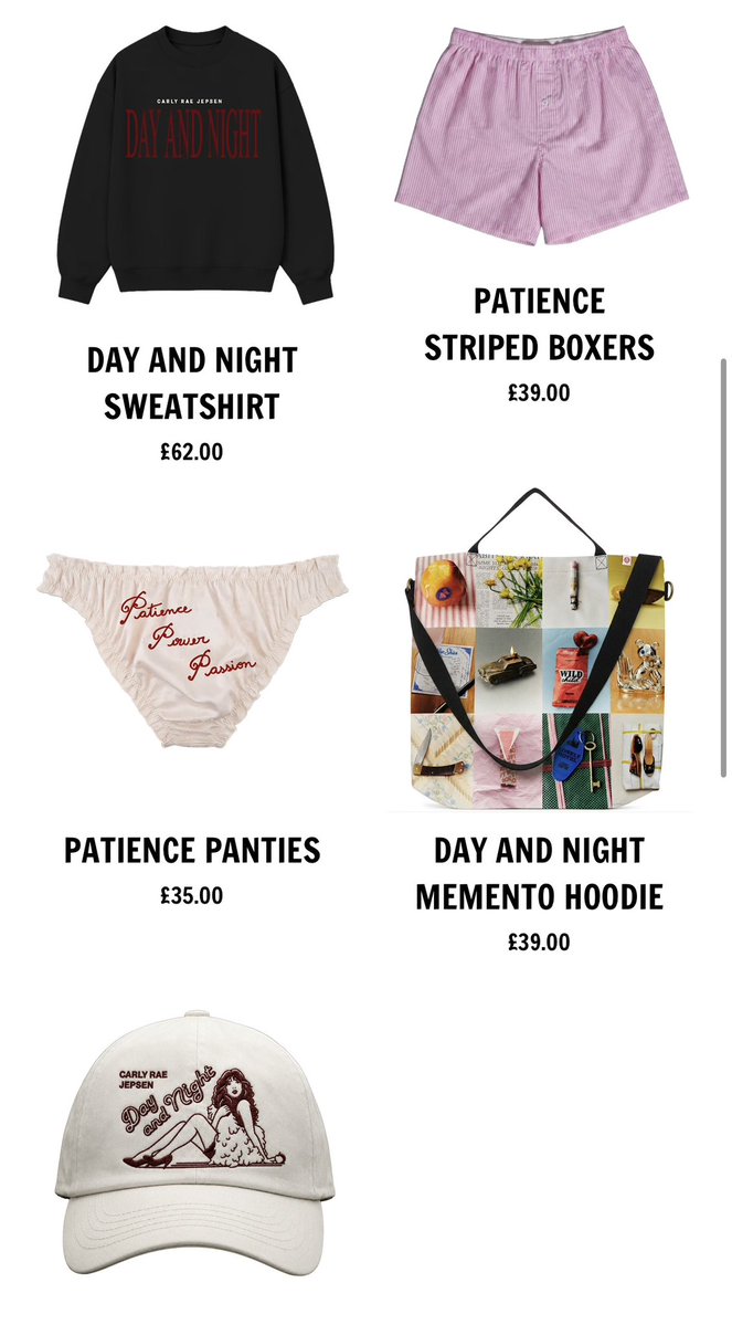 carlyraewiki's tweet photo. — @CarlyRaeJepsen has dropped new merchandise for “Day and Night” on her webstore!

https://t.co/paCqm8DW7y https://t.co/Hw3WwaVmsM