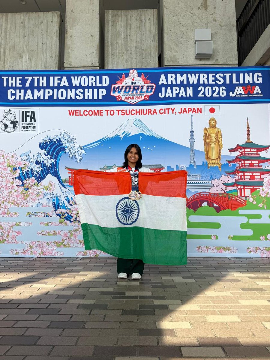 KVDuliajan's tweet photo. A Moment of Immense Pride! 🇮🇳
Heartfelt congratulations to Supriya Gogoi a student of Class X of our Vidyalaya for bringing home 🥇 in both hands at the 7th IFA World Arm Wrestling Championships 2026, Tsuchiura, Japan! 
May she achieve many more milestones and make us proud! ❤️ https://t.co/np8j3pTjYh